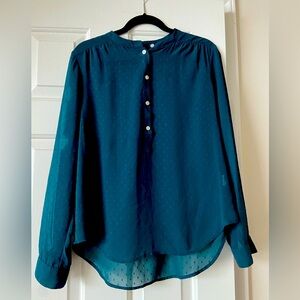 J crew sheer dark green shirt